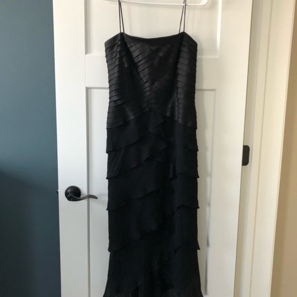 Vintage Tadashi Shoji Black Silk Chiffon Gown - Picture 5 of 10